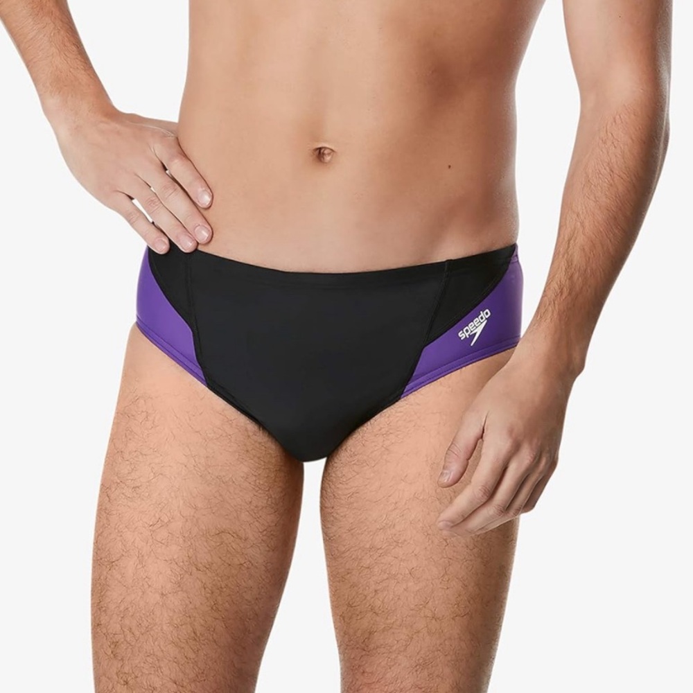 Speedo Swimsuit Brief PowerFlex Eco Revolve Splice Black/Purple Size 24(XXXS)